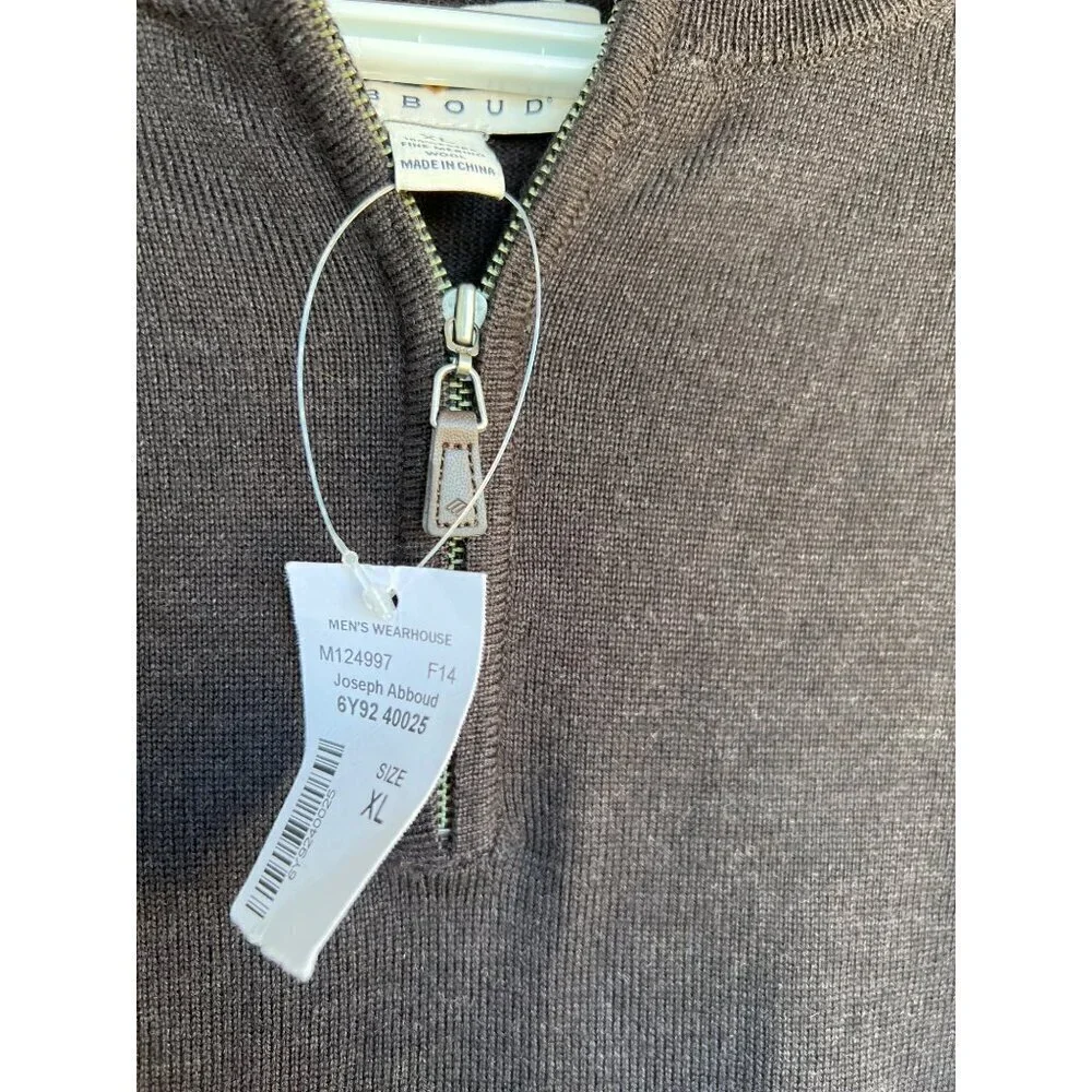 Joseph Abboud Mens 100% Merino Wool 1/4 Zip Pullover Black NWT Size XL